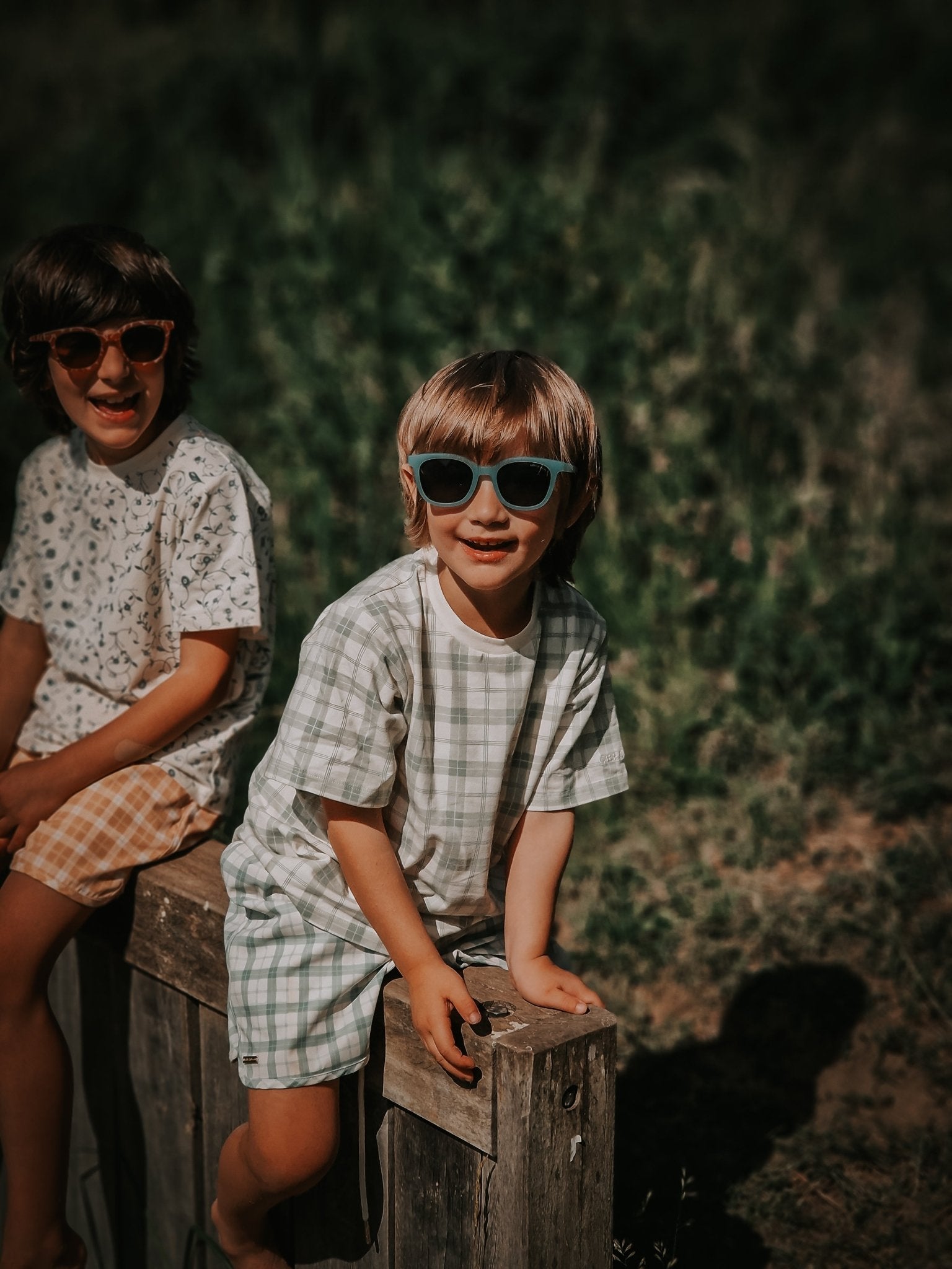 Oversized T-Shirt | Organic Cotton Jersey - Fern Plaid - Bright House