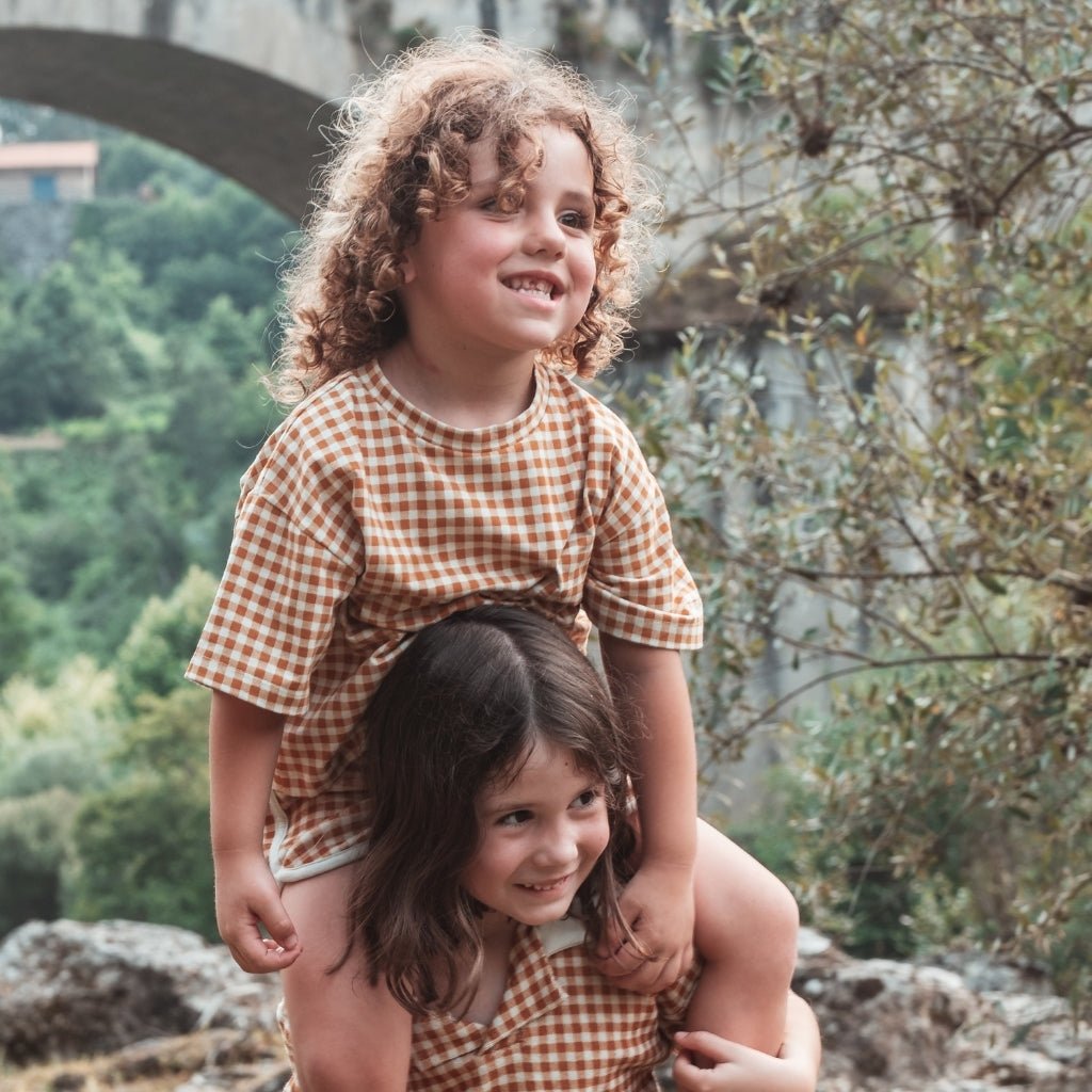 Oversized T-Shirt | Organic Cotton Jersey - Fern Plaid - Bright House