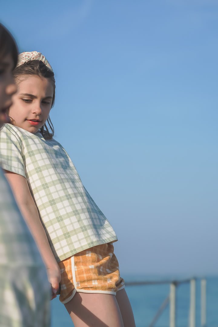 Oversized T-Shirt | Organic Cotton Jersey - Fern Plaid - Bright House