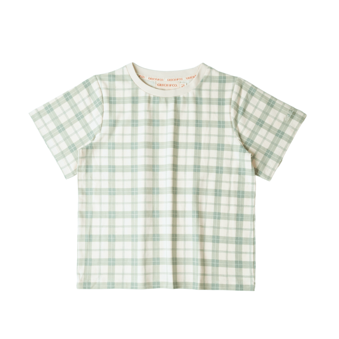 Oversized T-Shirt | Organic Cotton Jersey - Fern Plaid - Bright House