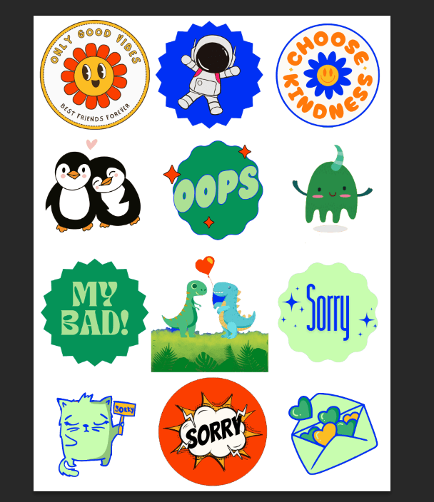 Picture Perfect Apology Stickers for Kids (3 Pack) | Fun Emotional Learning Tools - Little Nest Community