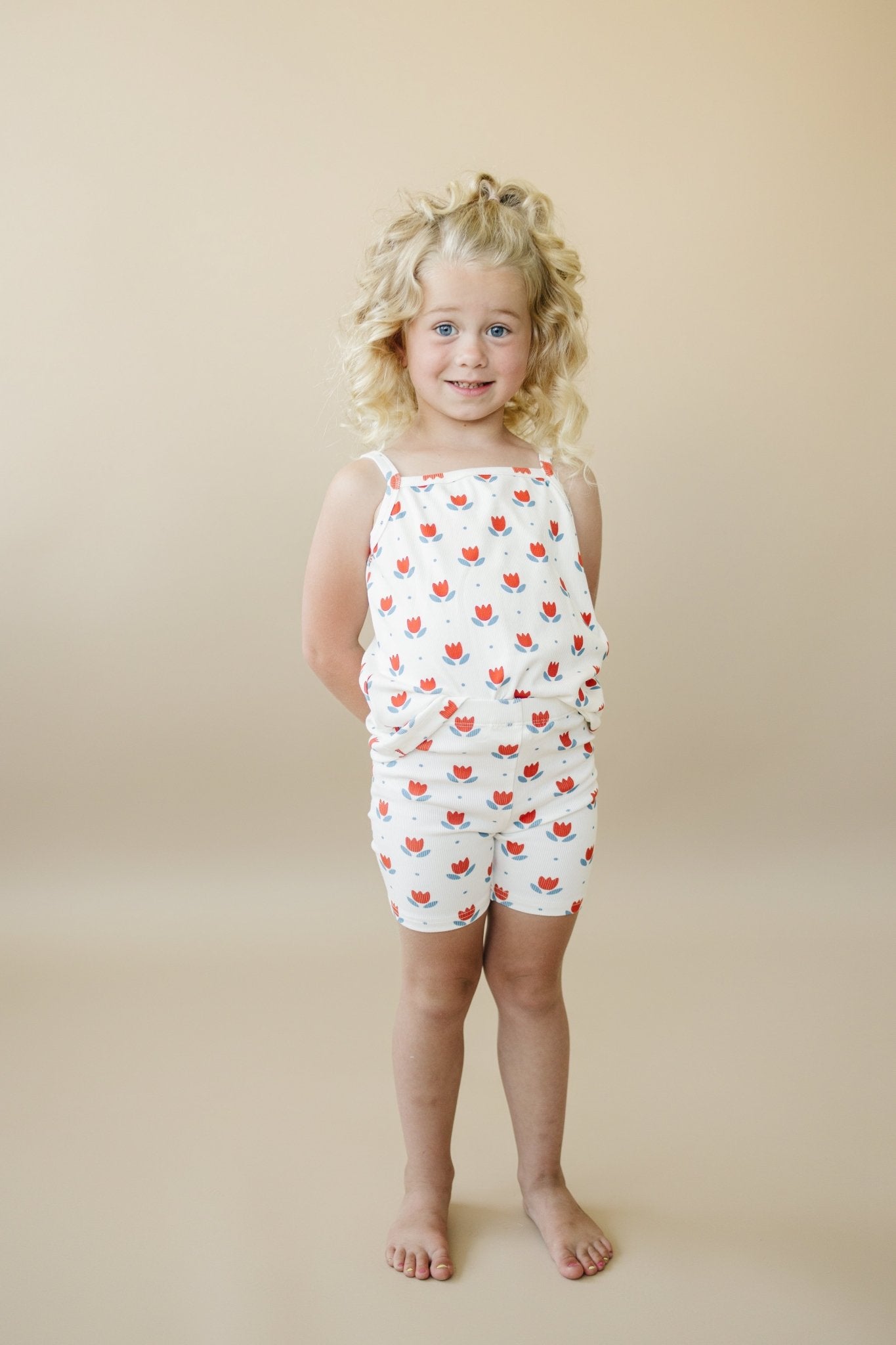 Red White & Blue Tulip Ribbed Bamboo 2pc Tank Set - Bright House