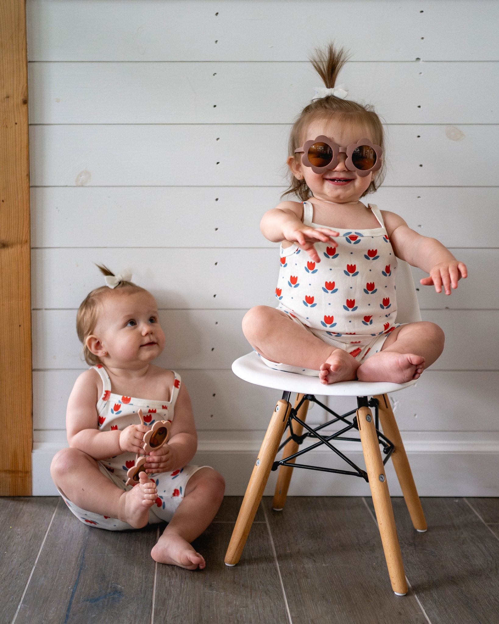 Red White & Blue Tulip Ribbed Bamboo 2pc Tank Set - Bright House