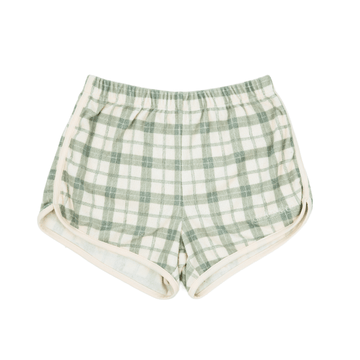 Retro Shorts | Organic Cotton Terry - Fern Plaid - Bright House