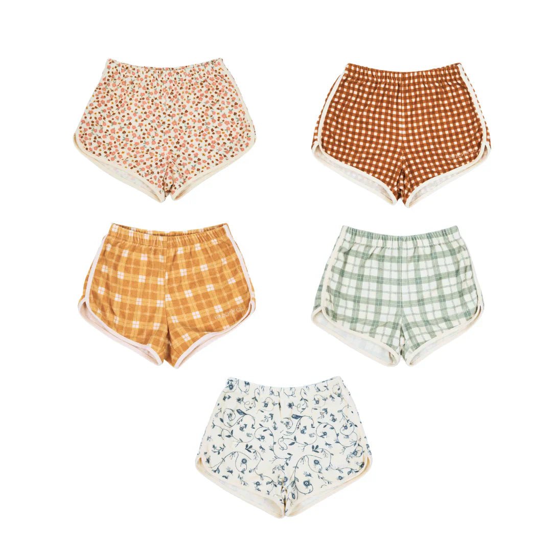 Retro Shorts | Organic Cotton Terry - Fern Plaid - Bright House