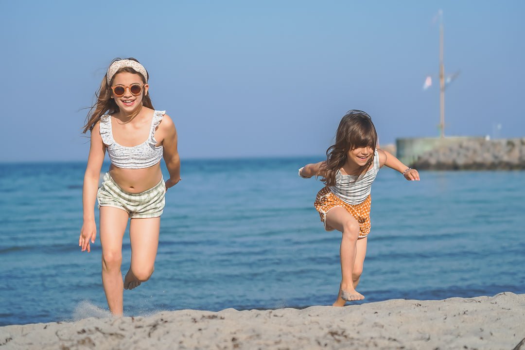 Retro Shorts | Organic Cotton Terry - Fern Plaid - Bright House