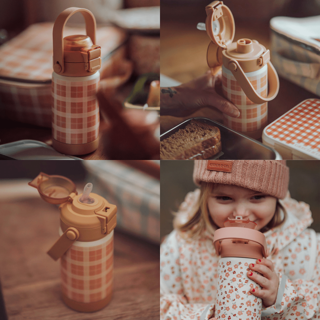 Sip + Chug 2 in 1 Thermo Water Bottle 12 oz. | Sienna Gingham - Bright House