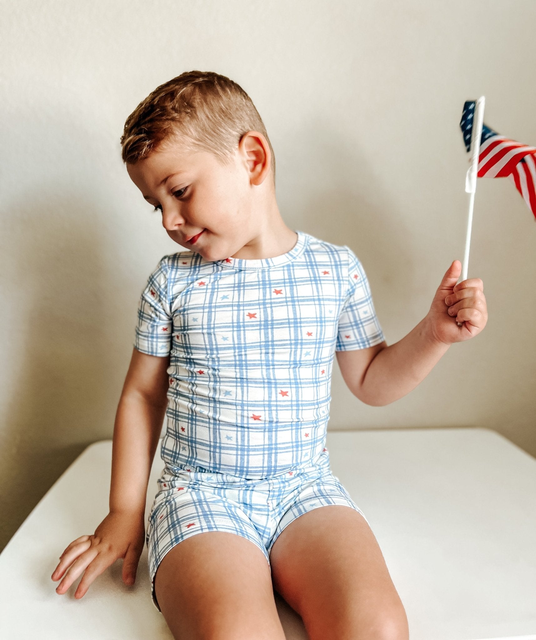 Stars Gingham 2pc Bamboo Pajamas - Bright House