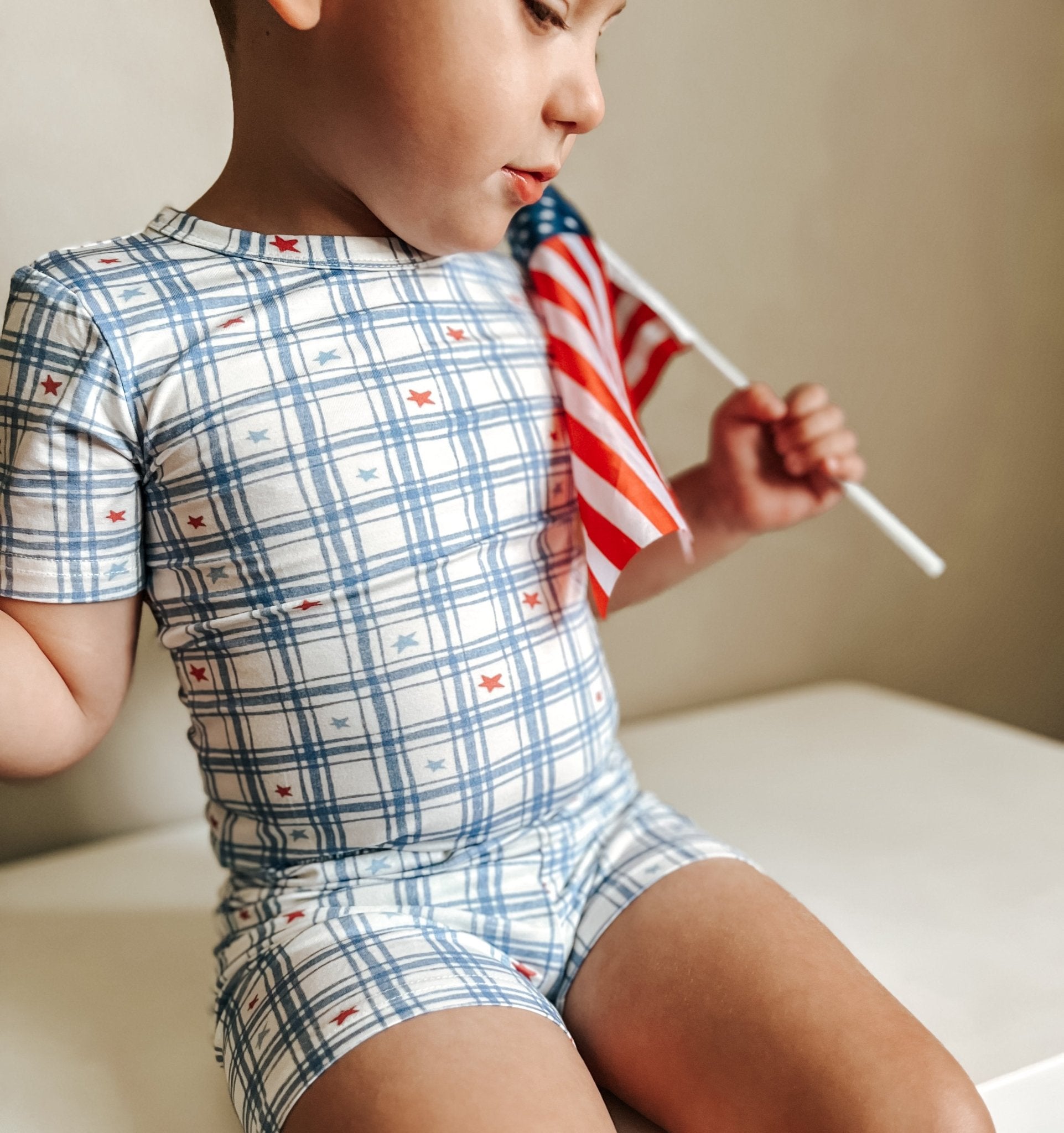 Stars Gingham 2pc Bamboo Pajamas - Bright House