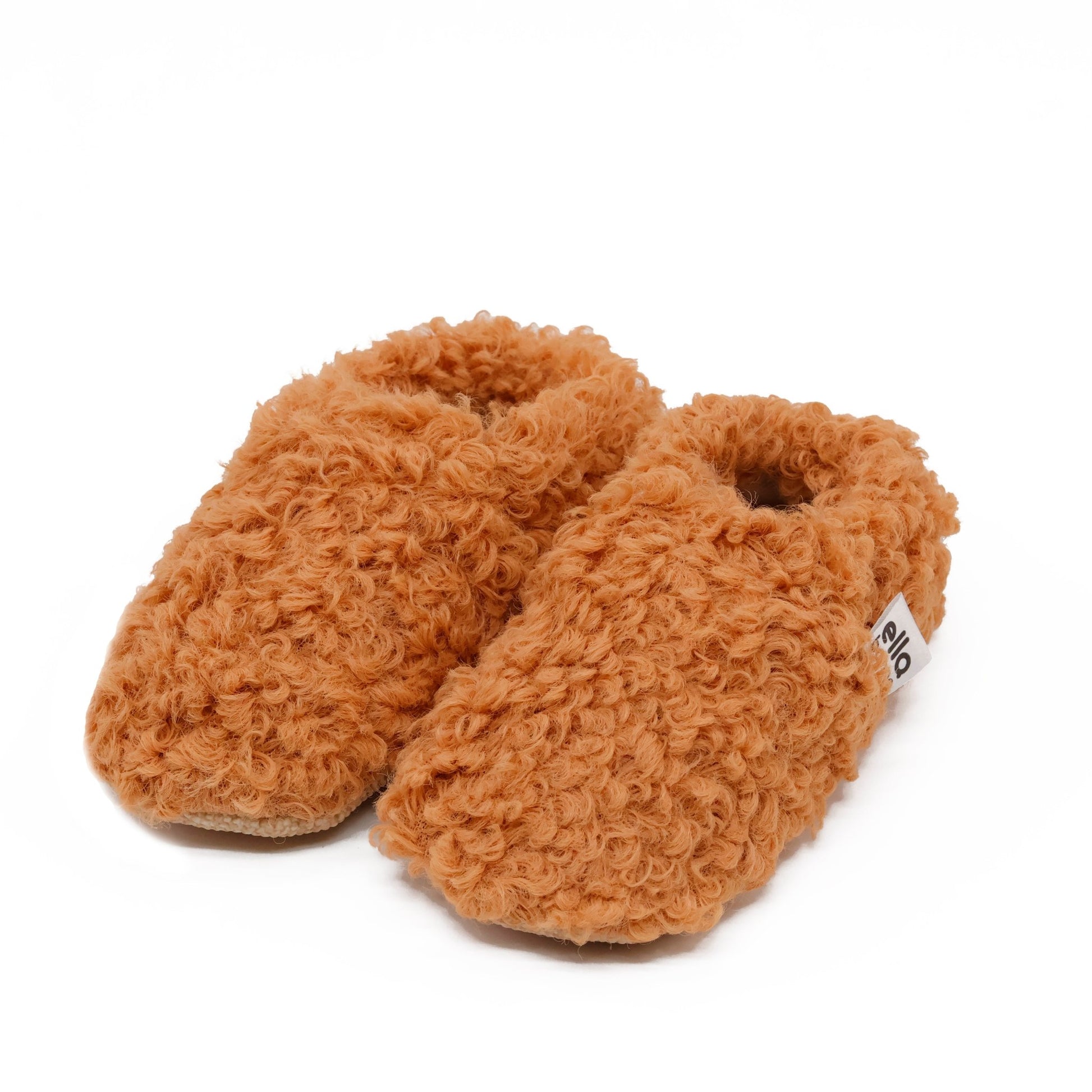 Teddy Baby Booties House Slippers, Non - Slip Sole, Organic Cotton Lining, Home Nursery Shoes Taba - Bright House