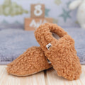 Teddy Baby Booties House Slippers, Non - Slip Sole, Organic Cotton Lining, Home Nursery Shoes Taba - Bright House