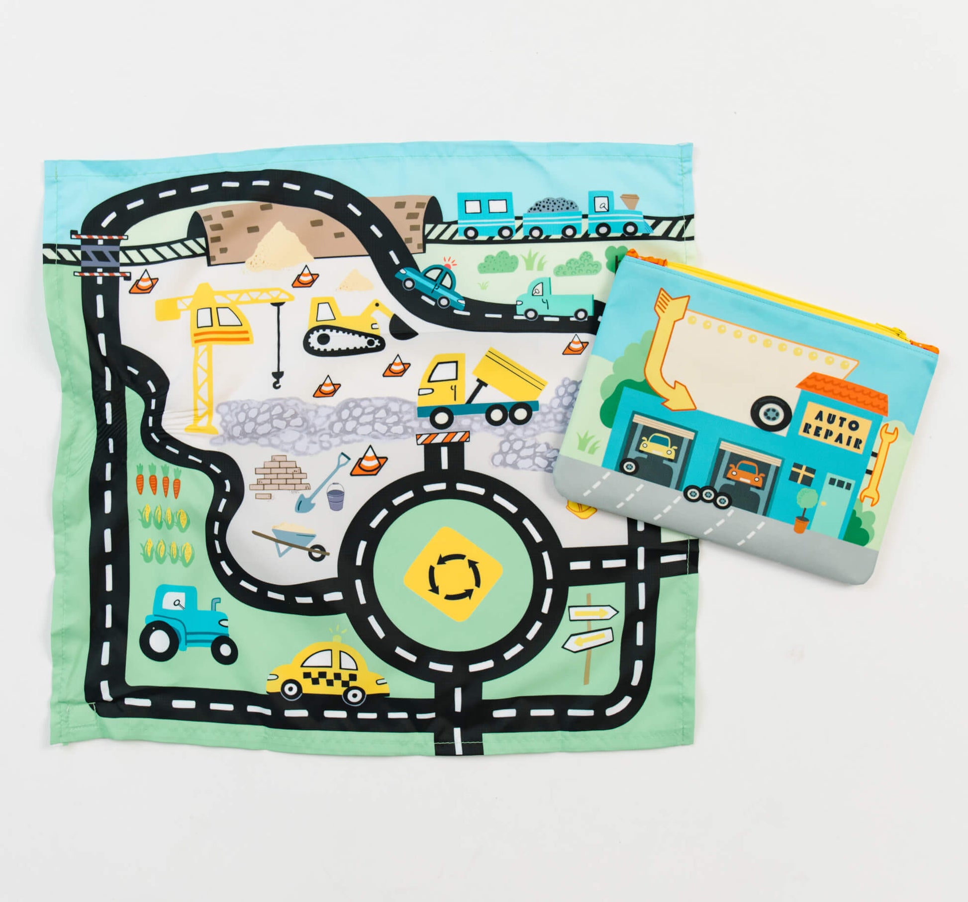 Toy Car Mat & Pouch: All - in - one Travel Entertainment! - Bright House