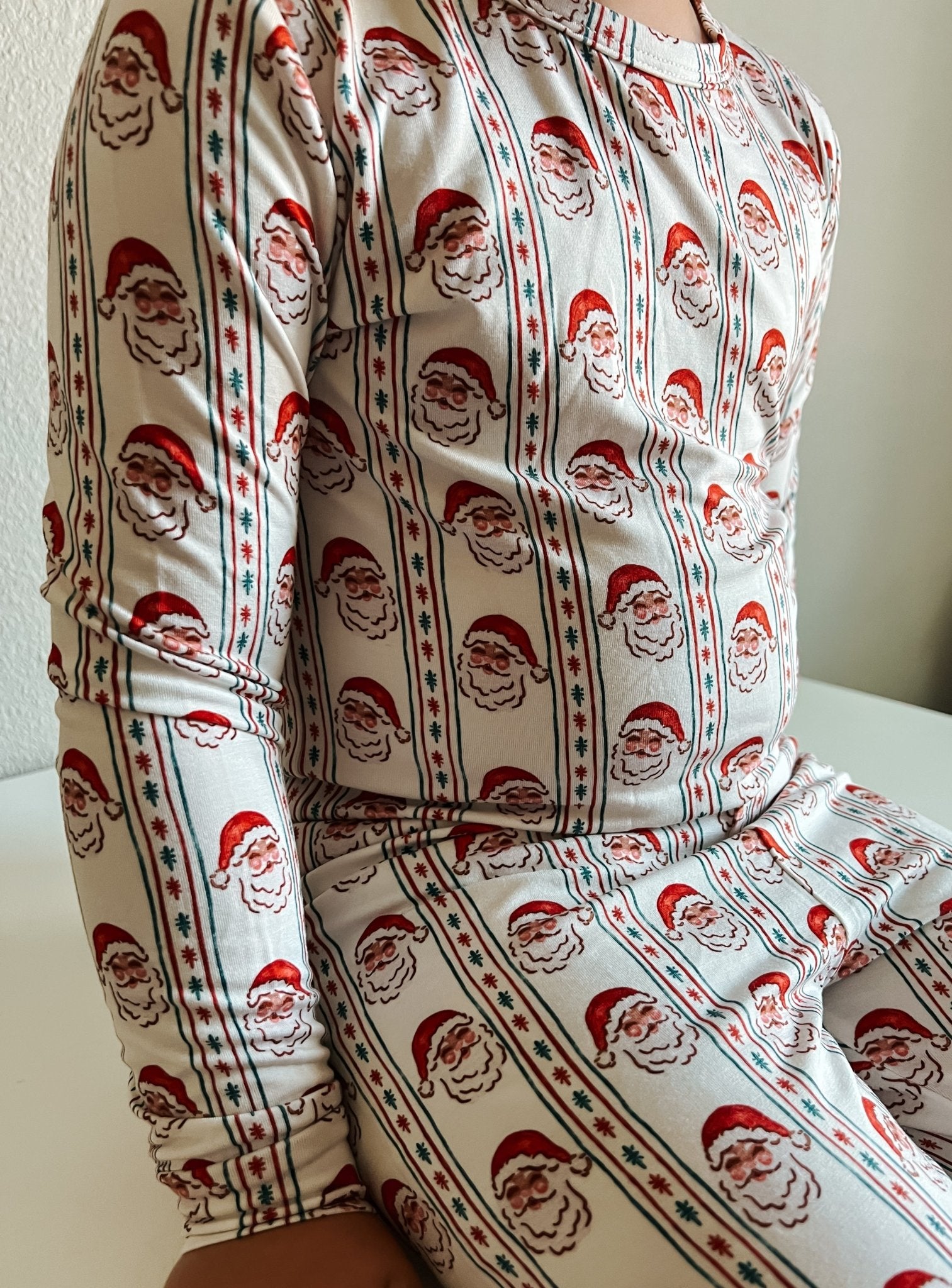 Vintage Santa Bamboo Christmas Pajamas - 2pc Set - Bright House