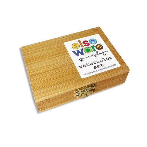Watercolor Set – Bamboo Box – 18 Pans – Eco - Friendly - Bright House