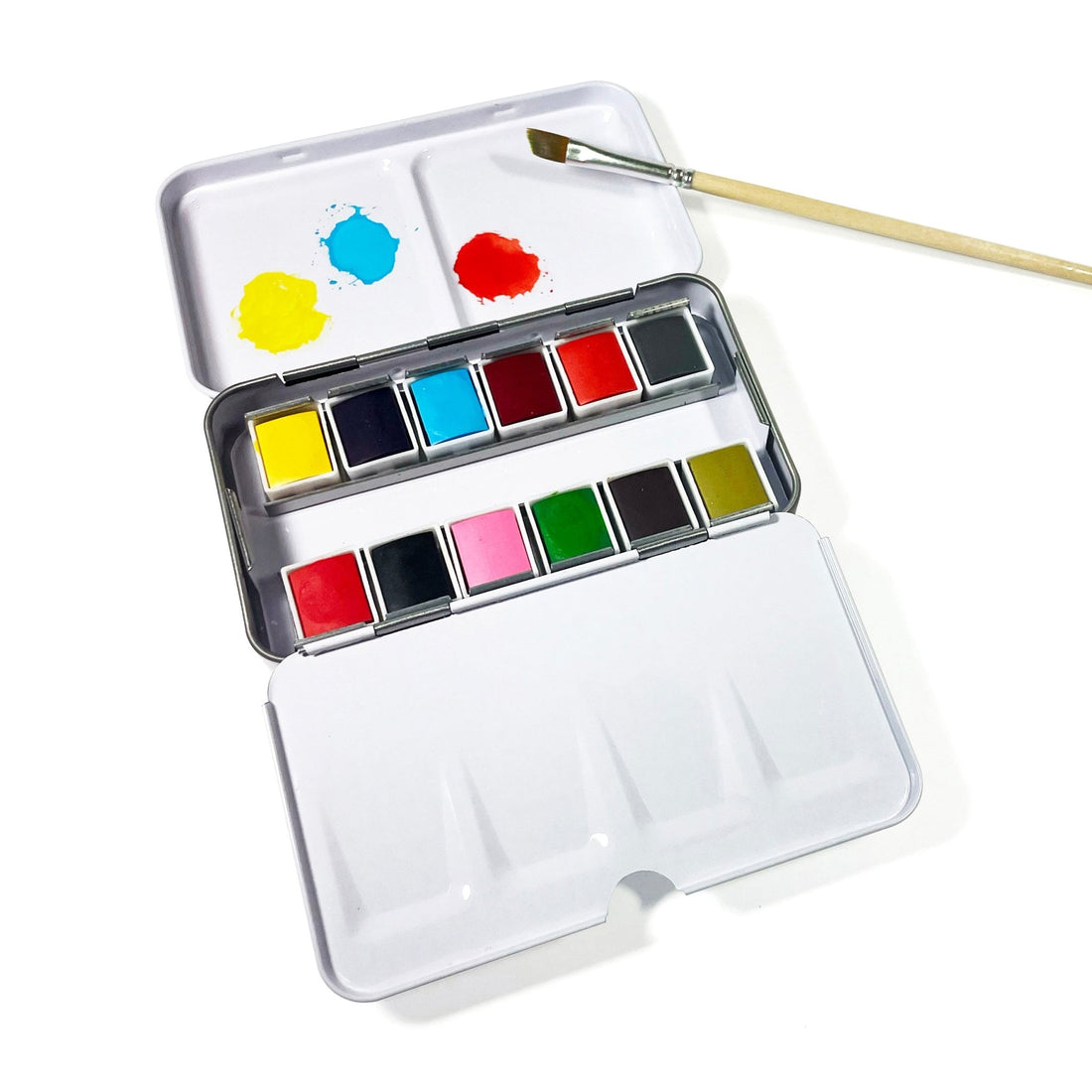 Watercolors – Metal Palette – 12 Colors – Travel Friendly - Bright House