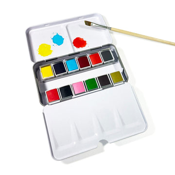 Watercolors – Metal Palette – 12 Colors – Travel Friendly - Bright House