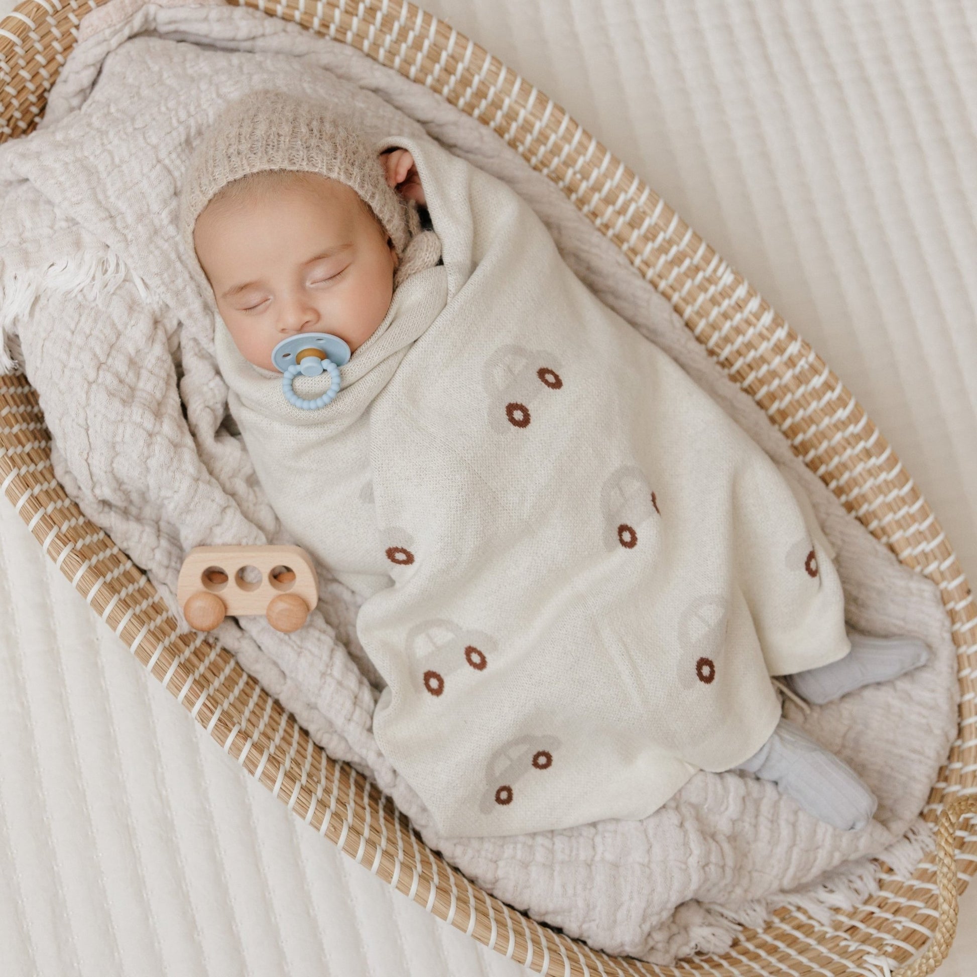 Whimsy Collection - Luxury 100% Cotton Knit Swaddle Baby Blanket - Bright House