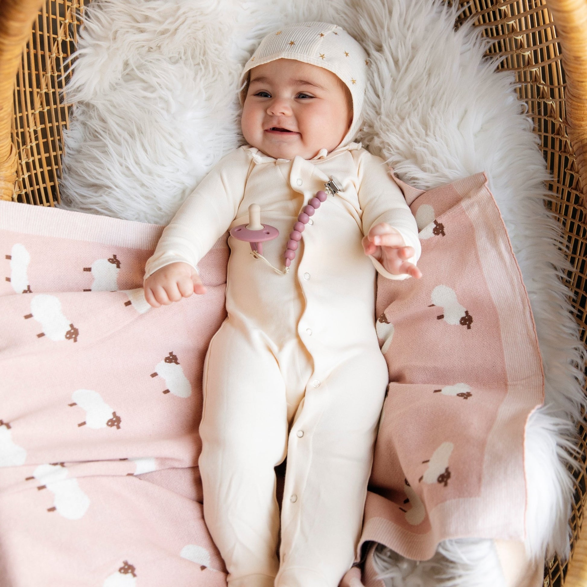 Whimsy Collection - Luxury 100% Cotton Knit Swaddle Baby Blanket - Bright House