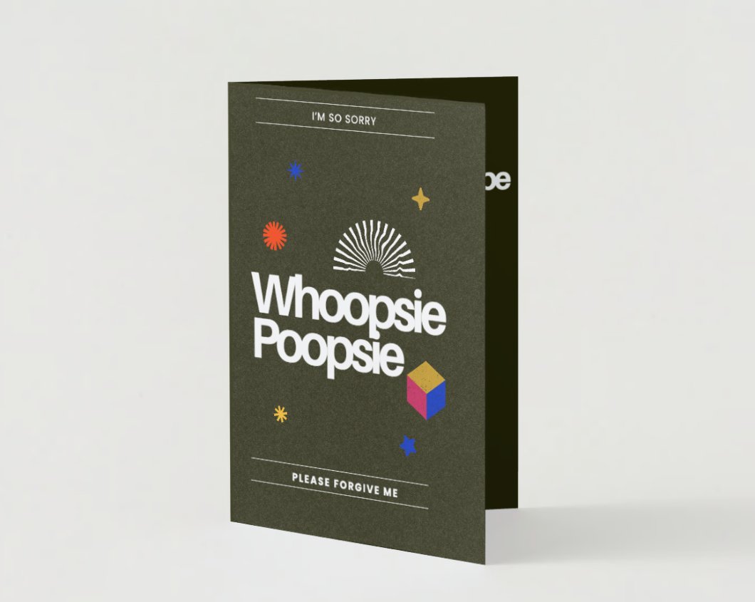 Whoops Card Visual Whoopsie Poopsie Apology Card – Fun Sorry Card for Kids