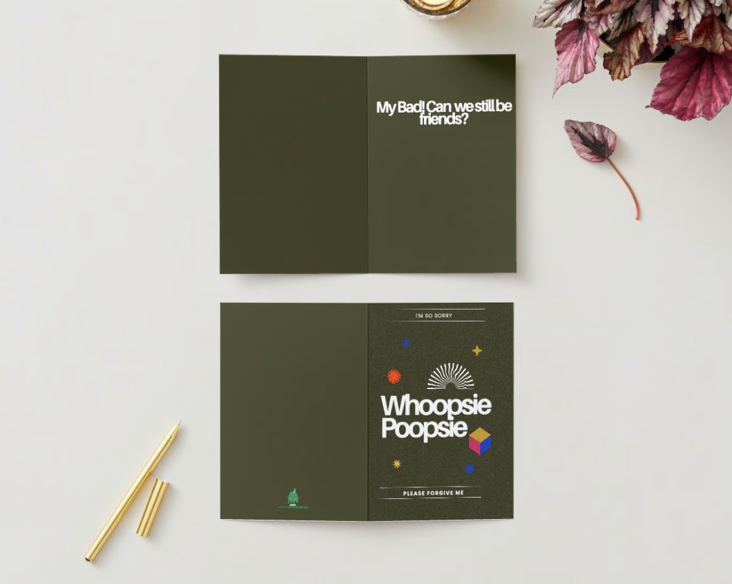 Whoops Card Visual Whoopsie Poopsie Apology Card – Fun Sorry Card for Kids